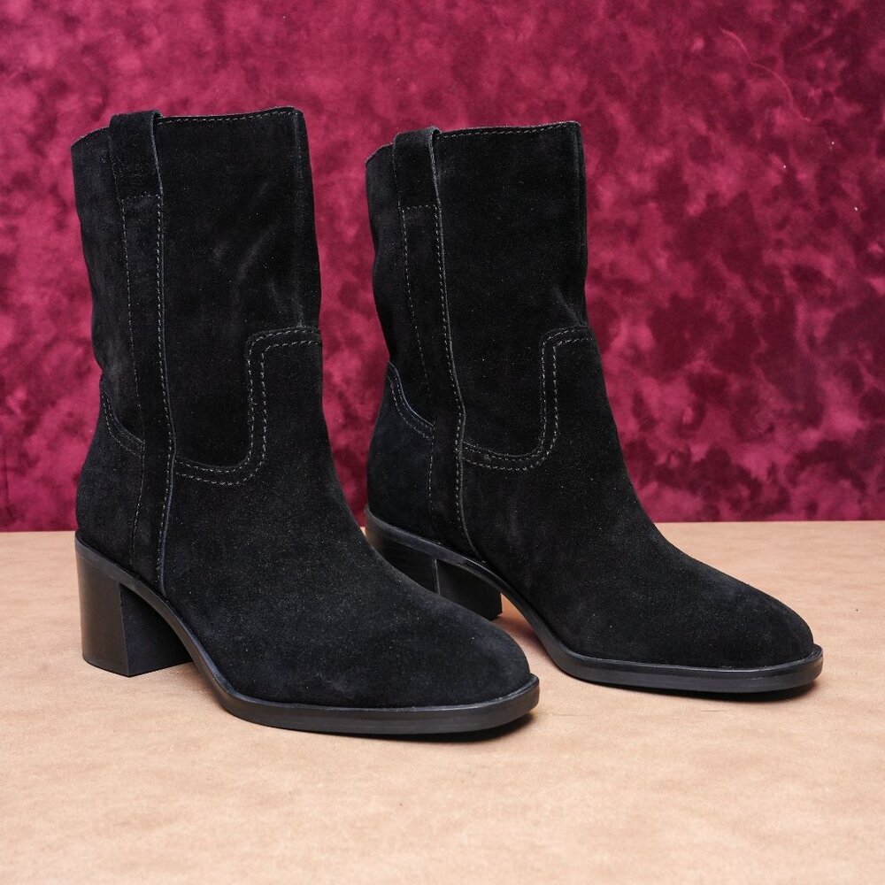 Steve Madden Women Romney Black Leather Western Festival Pull On Boots sz 8